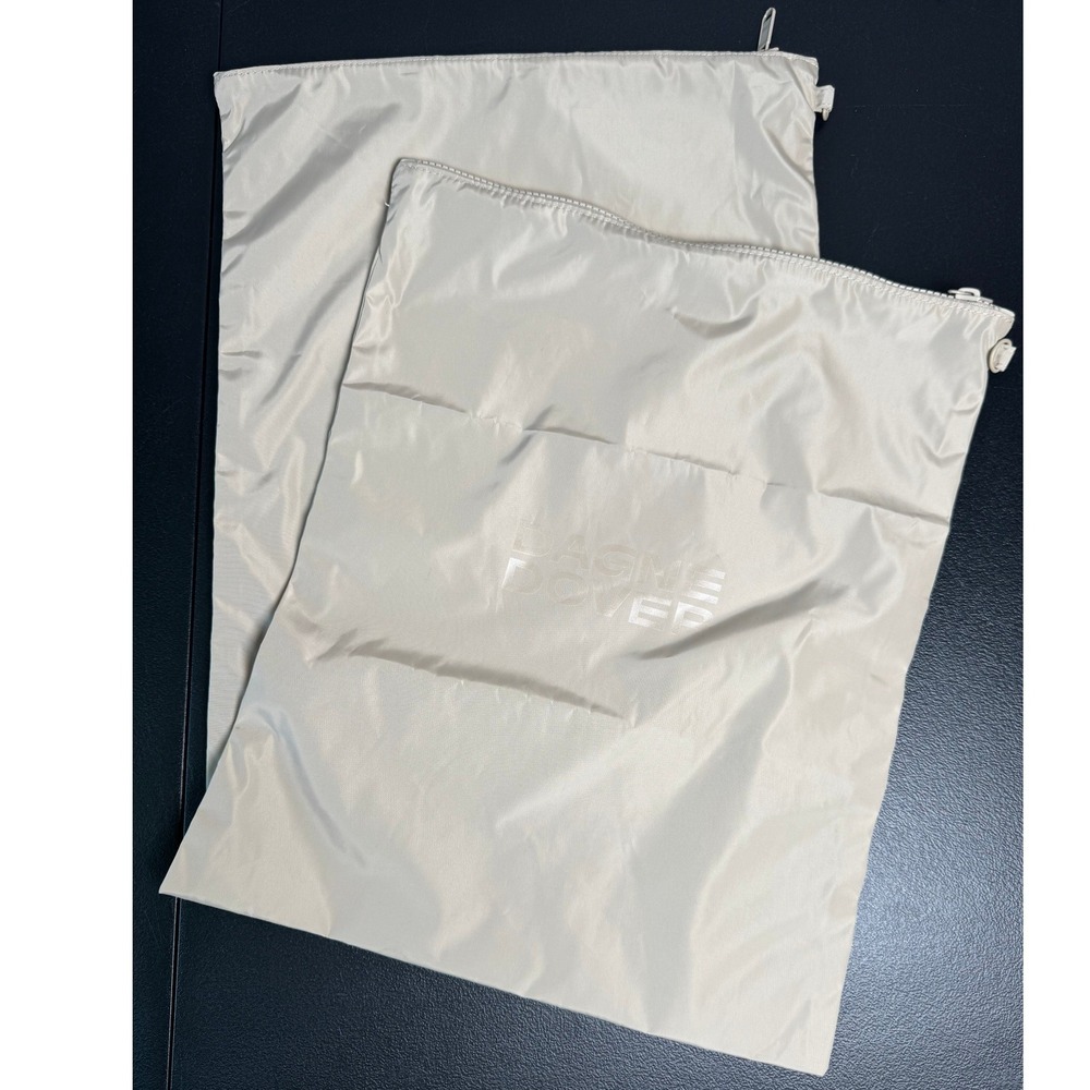 Dagne Dover Set of 2 Zippered Travel Laundry Shoe Bags Beige Neutral Organizer